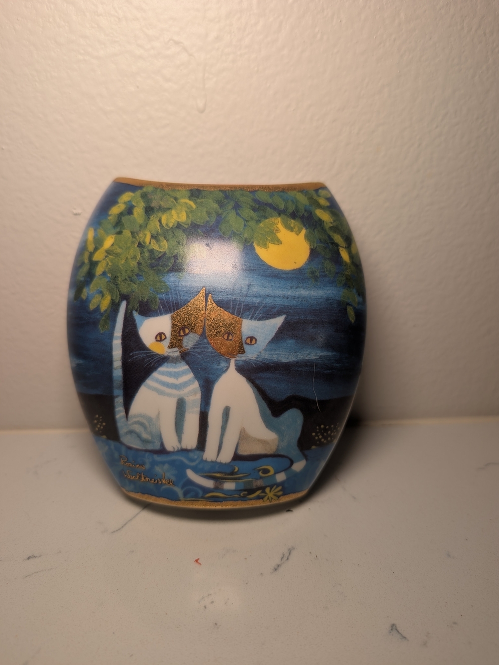 Goebel Rosina Wachtmeister Orbis Cat Vase Y2K Vintage